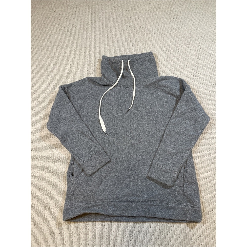 J Crew Women's Small Pullover Sweatshirt Gray Funnel Neck Pocket Casual Comfy